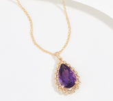 Vault Pear Cut Uruguay Amethyst Pendant Necklace, 14K